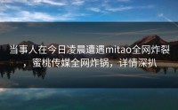 当事人在今日凌晨遭遇mitao全网炸裂，蜜桃传媒全网炸锅，详情深扒