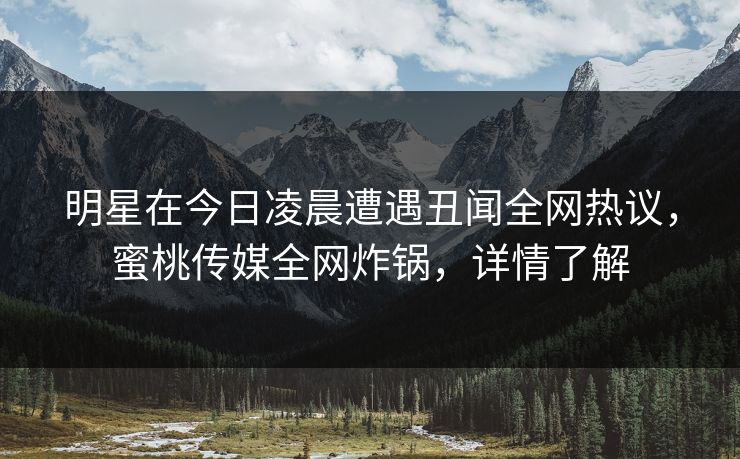 明星在今日凌晨遭遇丑闻全网热议，蜜桃传媒全网炸锅，详情了解
