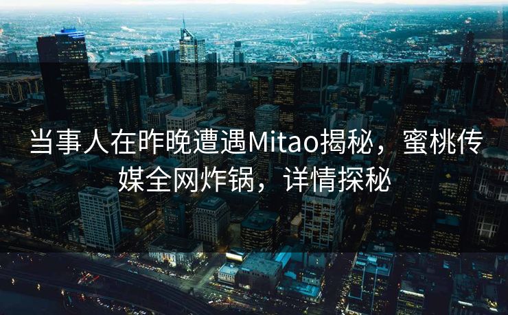 当事人在昨晚遭遇Mitao揭秘,蜜桃传媒全网炸锅,详情探秘 当事人在昨晚遭遇Mitao揭秘,蜜桃传媒全网炸锅,详情探秘