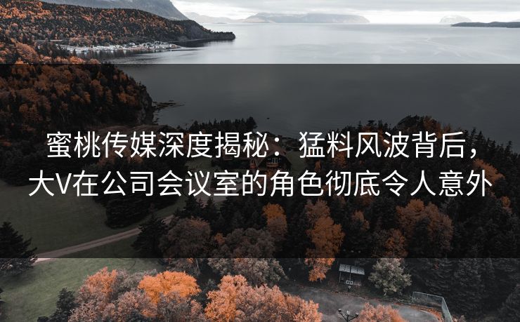 蜜桃传媒深度揭秘:猛料风波背后,大V在公司会议室的角色彻底令人意外 蜜桃传媒深度揭秘:猛料风波背后,大V在公司会议室的角色彻底令人意外