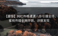 【震惊】网红昨晚遭遇八卦引爆全场，蜜桃传媒全网炸锅，详情发现