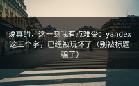 说真的，这一刻我有点难受：yandex这三个字，已经被玩坏了（别被标题骗了）
