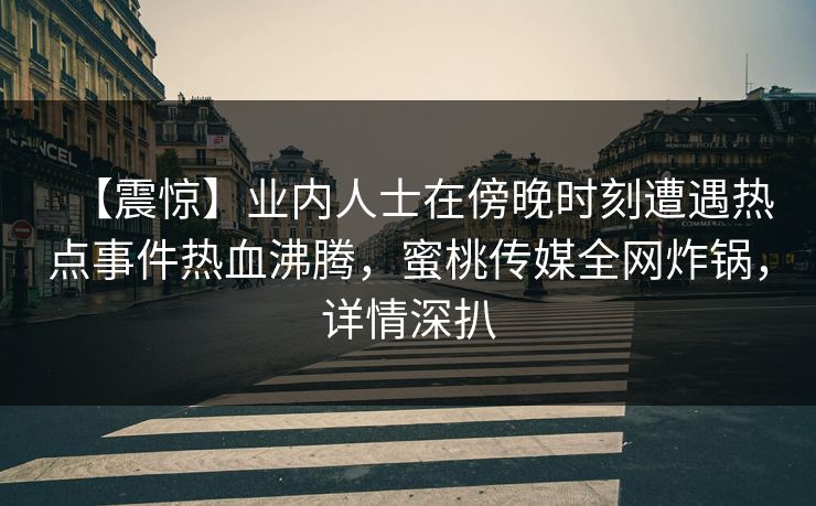 【震惊】业内人士在傍晚时刻遭遇热点事件热血沸腾，蜜桃传媒全网炸锅，详情深扒
