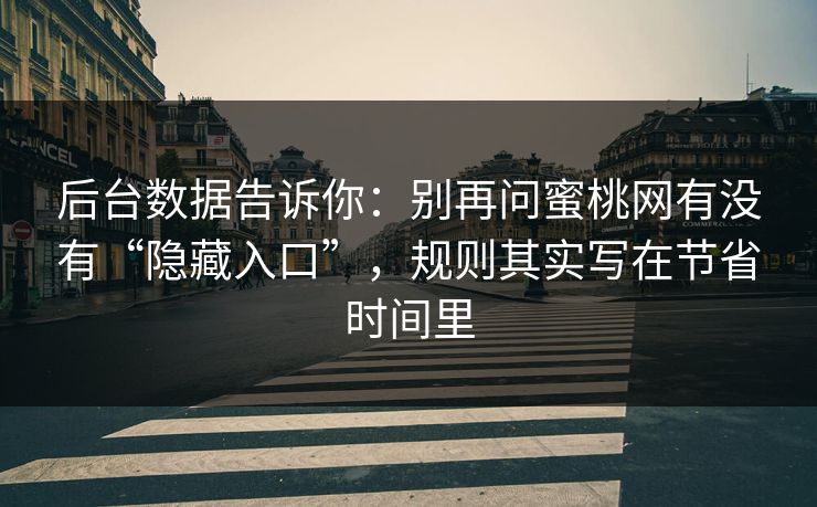 后台数据告诉你:别再问蜜桃网有没有“隐藏入口”,规则其实写在节省时间里 后台数据告诉你:别再问蜜桃网有没有“隐藏入口”,规则其实写在节省时间里