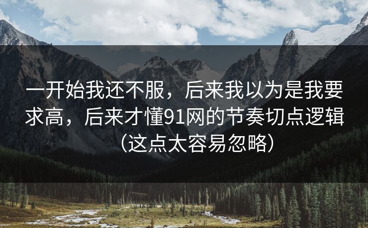 一开始我还不服，后来我以为是我要求高，后来才懂91网的节奏切点逻辑（这点太容易忽略）